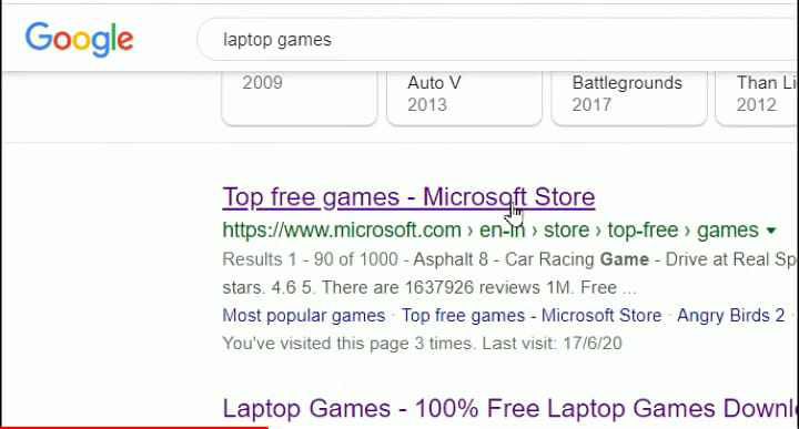Search car games on Google